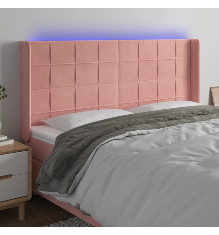 Tête de lit à LED Rose 163x16x118/128 cm Velours | Mobilier & Déco