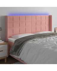 Tête de lit à LED Rose 163x16x118/128 cm Velours | Mobilier & Déco