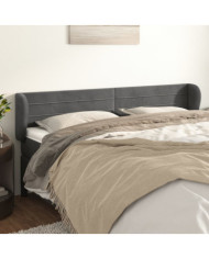 Tête de lit avec oreilles Gris foncé 163x23x78/88 cm Velours | Mobilier & Déco