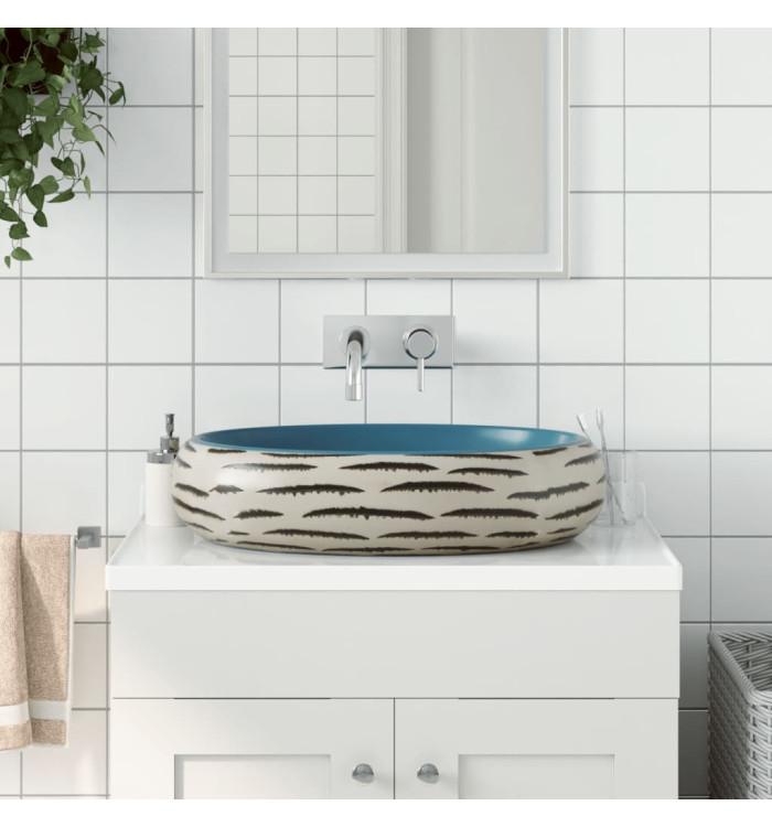 Vasque à poser multicolore ovale 59x40x15 cm céramique | Mobilier & Déco