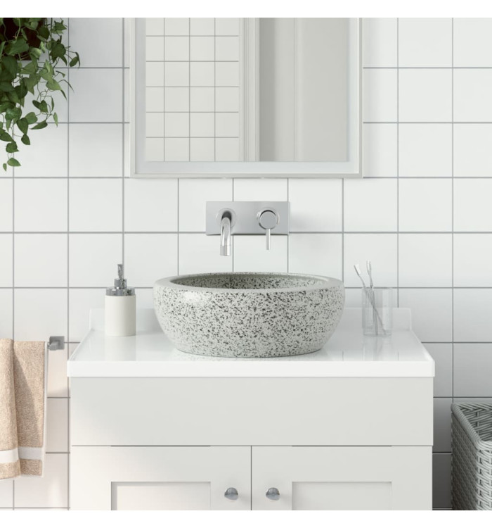 Vasque à poser gris rond Φ41x14 cm céramique | Mobilier & Déco