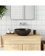 Vasque à poser noir rond Φ41x14 cm céramique | Mobilier & Déco
