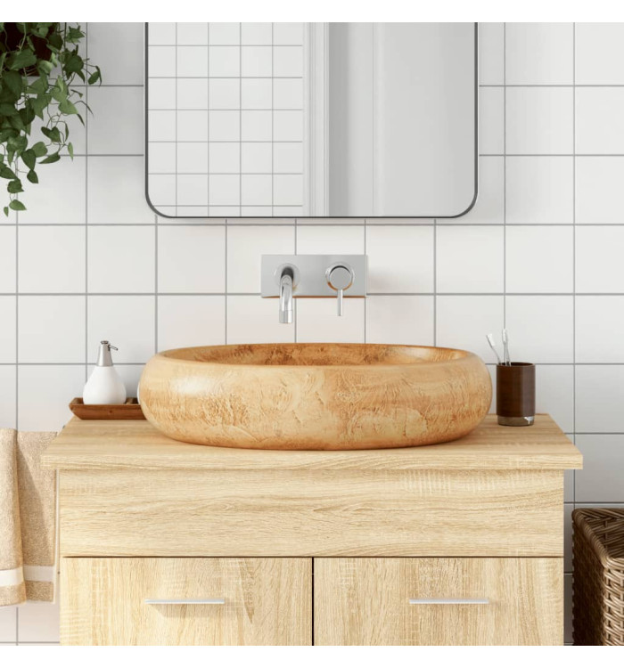 Vasque à poser marron ovale 59x40x15 cm céramique | Mobilier & Déco