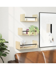 Ensemble d'étagères murales avec barres 3 pcs chêne sonoma | Mobilier & Déco