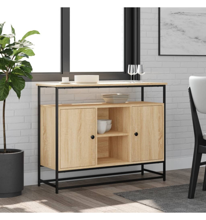 Buffet chêne sonoma 100x35x80 cm bois d'ingénierie | Mobilier & Déco