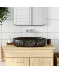 Vasque à poser noir ovale 59x40x14 cm céramique | Mobilier & Déco
