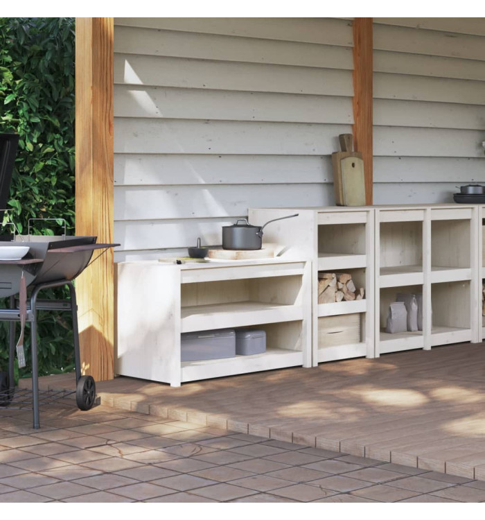 Armoires de cuisine d'extérieur 2 pcs blanc bois de pin massif | Mobilier & Déco