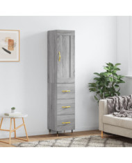 Buffet haut Sonoma gris 34,5x34x180 cm Bois d'ingénierie | Mobilier & Déco
