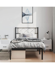 Cadre de lit métal sans matelas avec tête de lit noir 100x200cm | Mobilier & Déco