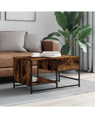Table basse chêne fumé 85,5x51x45 cm bois d'ingénierie | Mobilier & Déco