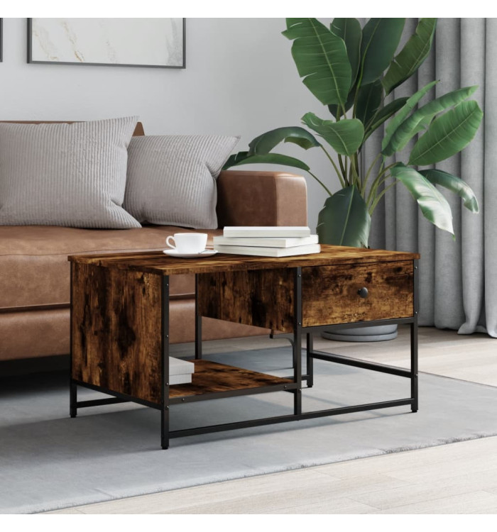 Table basse chêne fumé 85,5x51x45 cm bois d'ingénierie | Mobilier & Déco