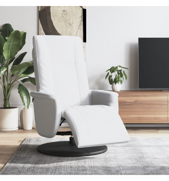 Fauteuil inclinable avec repose-pieds blanc similicuir | Mobilier & Déco