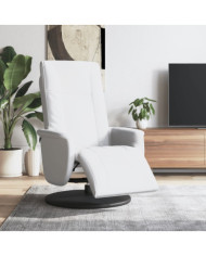 Fauteuil inclinable avec repose-pieds blanc similicuir | Mobilier & Déco