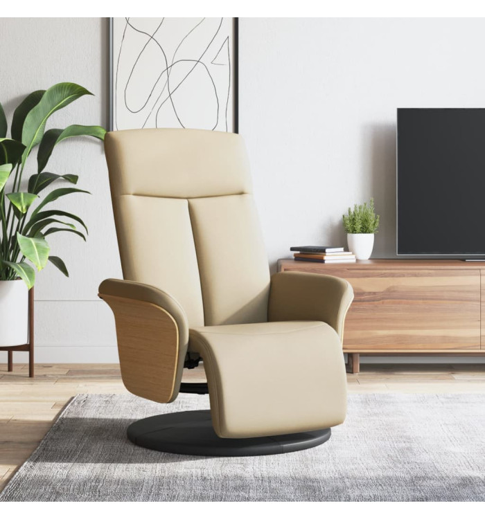 Fauteuil inclinable avec repose-pied crème tissu | Mobilier & Déco