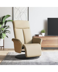 Fauteuil inclinable avec repose-pied crème tissu | Mobilier & Déco