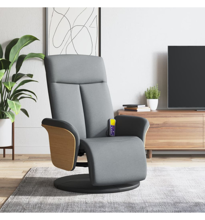 Fauteuil inclinable de massage et repose-pieds gris clair tissu | Mobilier & Déco