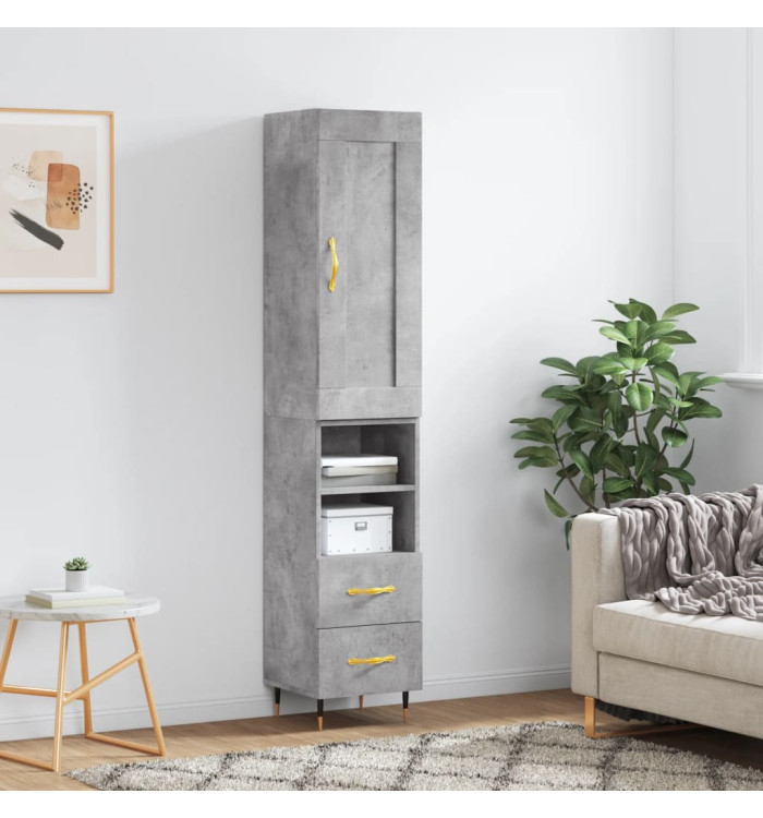 Buffet haut Gris béton 34,5x34x180 cm Bois d'ingénierie | Mobilier & Déco