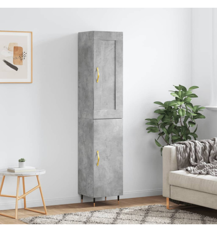 Buffet haut Gris béton 34,5x34x180 cm Bois d'ingénierie | Mobilier & Déco