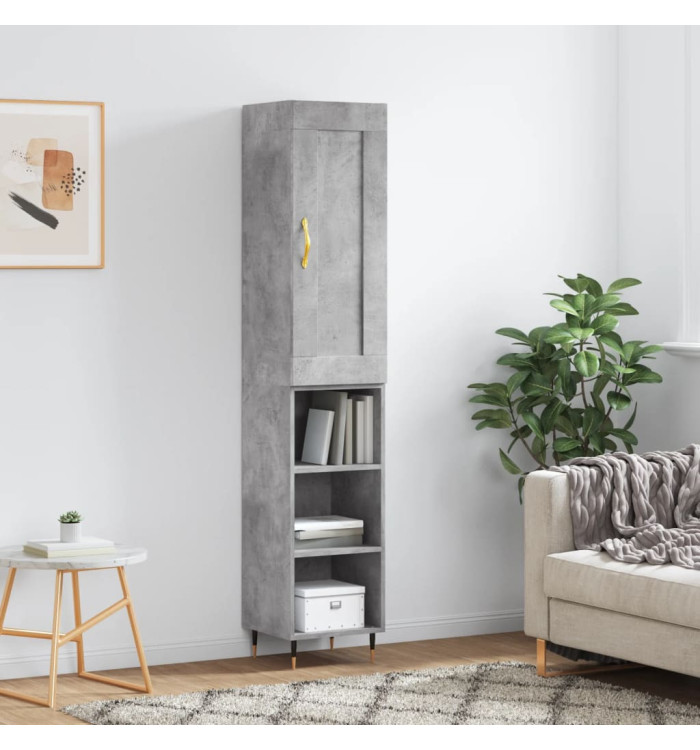 Buffet haut Gris béton 34,5x34x180 cm Bois d'ingénierie | Mobilier & Déco