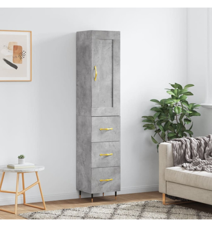 Buffet haut Gris béton 34,5x34x180 cm Bois d'ingénierie | Mobilier & Déco