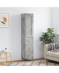 Buffet haut Gris béton 34,5x34x180 cm Bois d'ingénierie | Mobilier & Déco