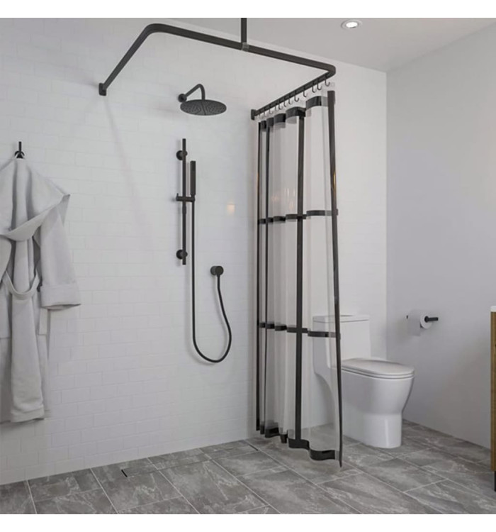 Sealskin Ensemble de rail de rideau de douche Easy-Roll noir | Mobilier & Déco