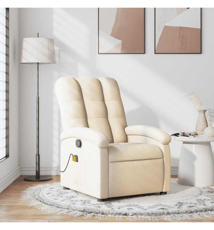 Fauteuil de massage inclinable Crème Tissu | Mobilier & Déco