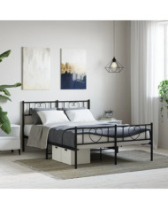 Cadre de lit métal sans matelas avec pied de lit noir 140x200cm | Mobilier & Déco