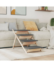 Escalier pour chiens gris 105x47 cm bois de sapin solide | Mobilier & Déco