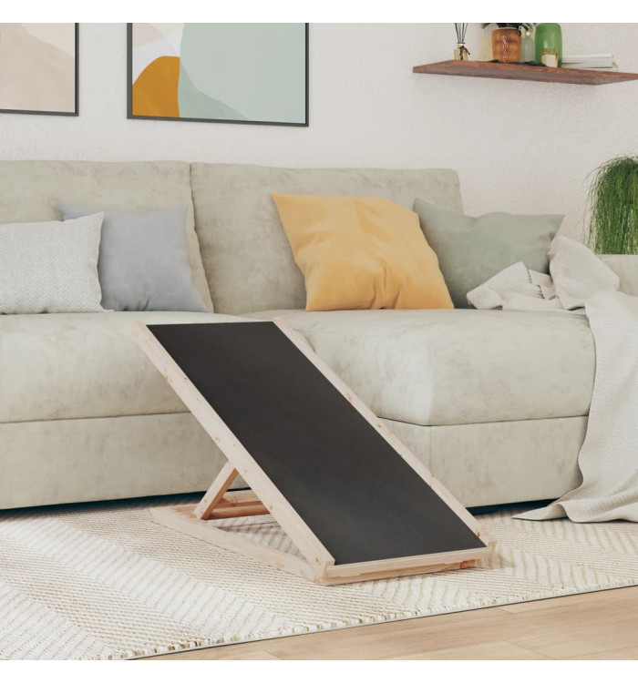 Rampe pour chiens gris 100x40 cm bois de sapin solide | Mobilier & Déco