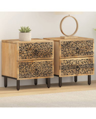 Tables de chevet 2 pcs 40x33x46 cm Bois de manguier solide | Mobilier & Déco