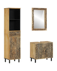 Ensemble de meubles de salle de bain 3 pcs bois manguier massif | Mobilier & Déco