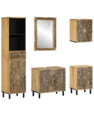Ensemble de meubles de salle de bain 5 pcs bois manguier massif | Mobilier & Déco