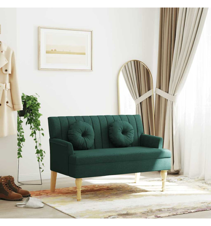 Banc avec coussins vert foncé 113x64,5x75,5 cm tissu | Mobilier & Déco