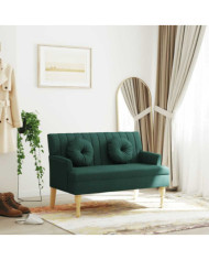 Banc avec coussins vert foncé 113x64,5x75,5 cm tissu | Mobilier & Déco