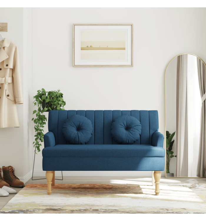 Banc avec coussins bleu 113x64,5x75,5 cm tissu | Mobilier & Déco