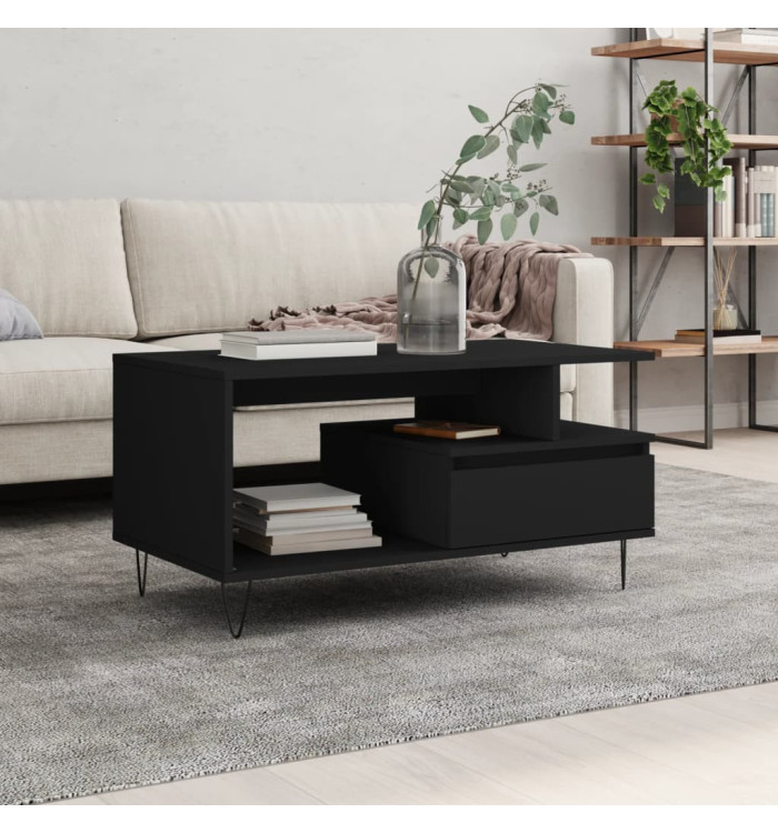 Table basse Noir 90x49x45 cm Bois d'ingénierie | Mobilier & Déco