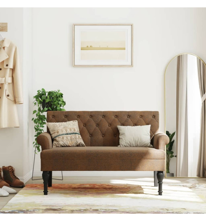 Banc avec dossier marron 120x62x75,5 cm similicuir daim | Mobilier & Déco