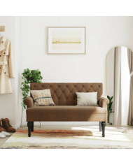 Banc avec dossier marron 120x62x75,5 cm similicuir daim | Mobilier & Déco