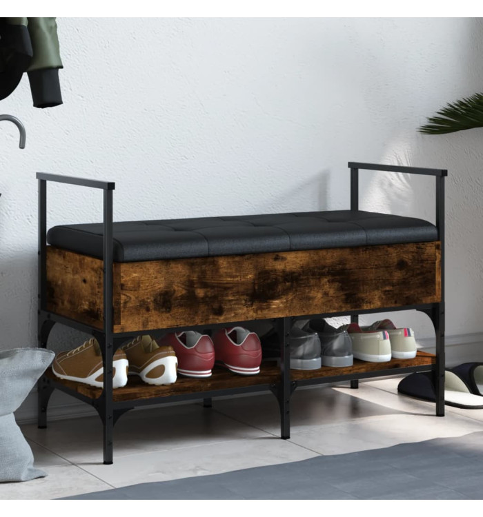 Banc à chaussures chêne fumé 85,5x42x57,5 cm bois d'ingénierie | Mobilier & Déco