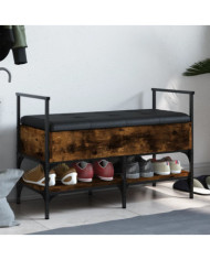 Banc à chaussures chêne fumé 85,5x42x57,5 cm bois d'ingénierie | Mobilier & Déco