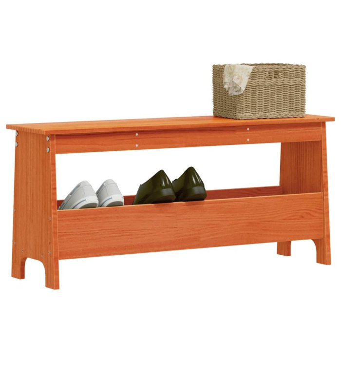 Banc d'entrée cire marron 100x28x45 cm bois de pin massif | Mobilier & Déco