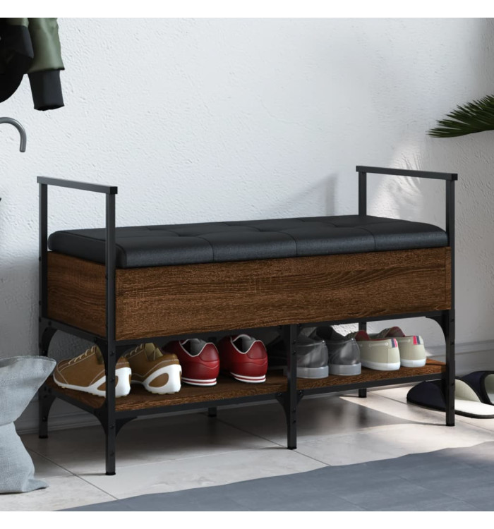 Banc à chaussures chêne marron 85,5x42x57,5cm bois d'ingénierie | Mobilier & Déco