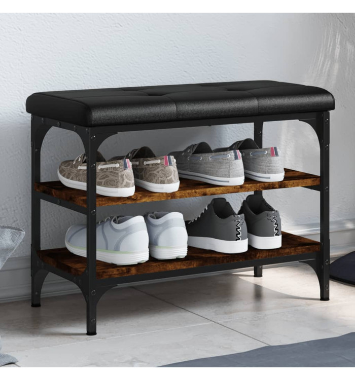 Banc à chaussures chêne fumé 62x32x47 cm bois d'ingénierie | Mobilier & Déco