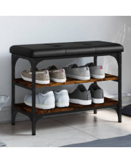Banc à chaussures chêne fumé 62x32x47 cm bois d'ingénierie | Mobilier & Déco