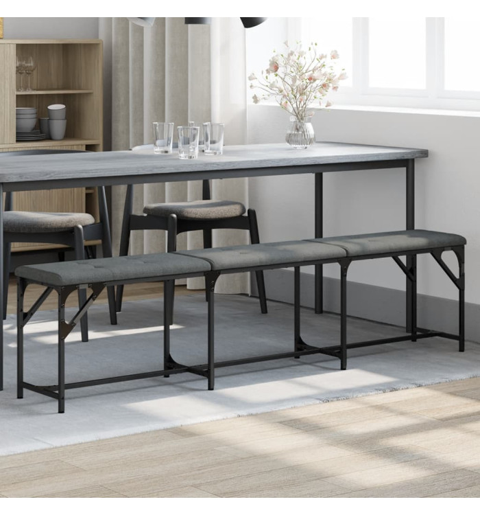Banc à manger gris foncé 186x32x45 cm acier et tissu | Mobilier & Déco