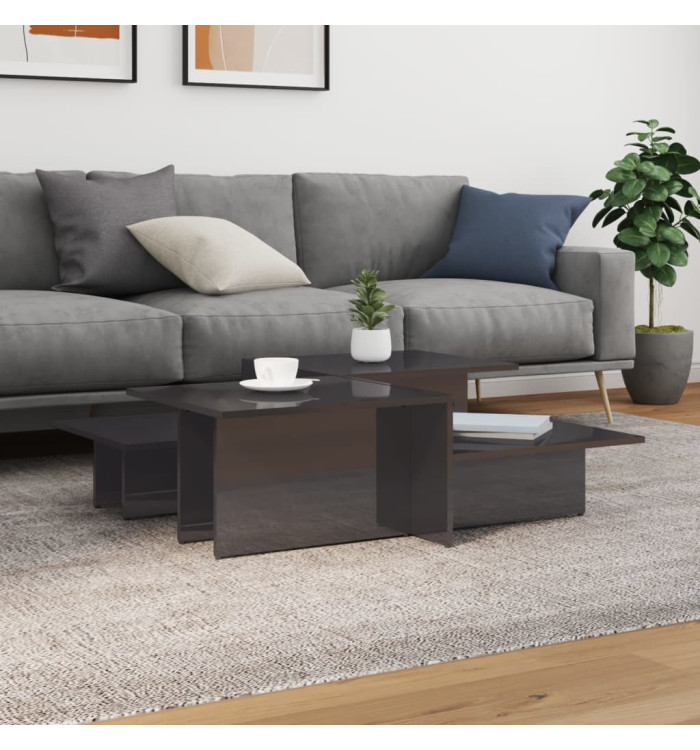 Tables basses 2 pcs gris brillant bois d'ingénierie | Mobilier & Déco