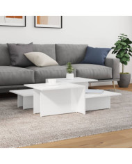 Tables basses 2 pcs blanc brillant bois d'ingénierie | Mobilier & Déco