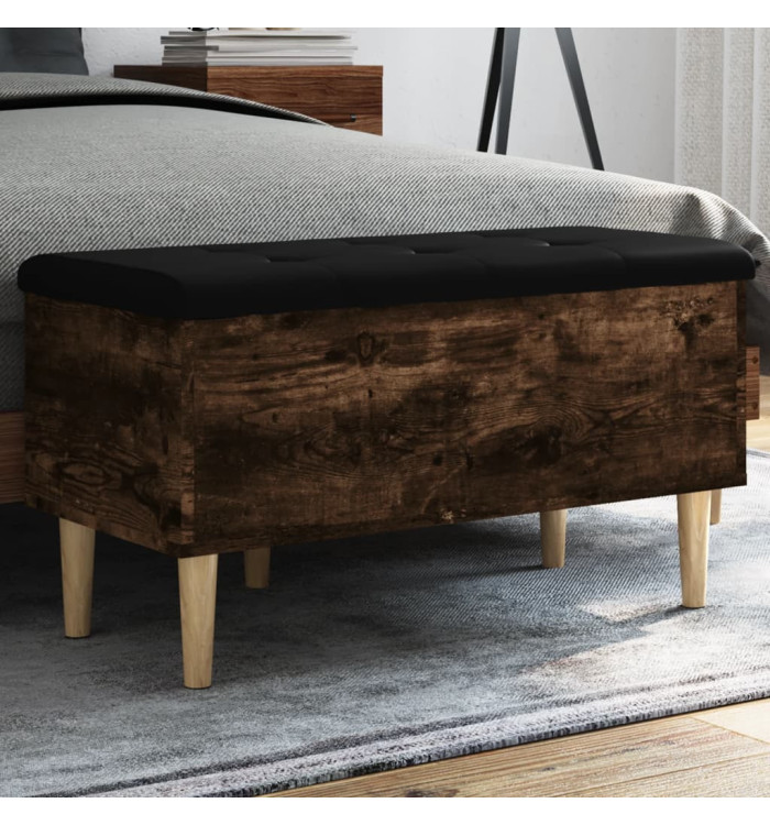 Banc de rangement chêne fumé 82x42x46 cm bois d'ingénierie | Mobilier & Déco