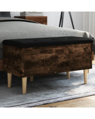 Banc de rangement chêne fumé 82x42x46 cm bois d'ingénierie | Mobilier & Déco